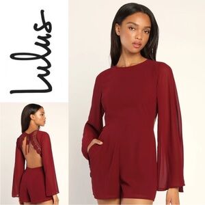 Lulu's Deep Red Lace-Back Romper